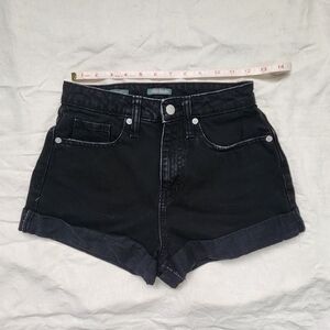 Wild Fable 00/24 High Rise Mom shorts cuffed wash black 100% cotton denim